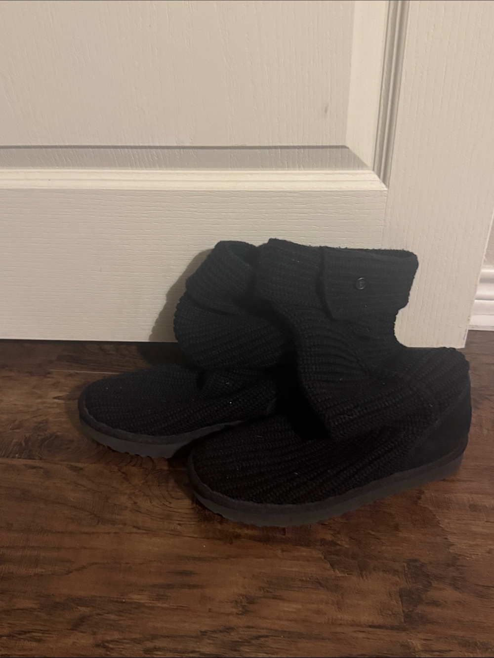 Black Knit Slip-On Boots